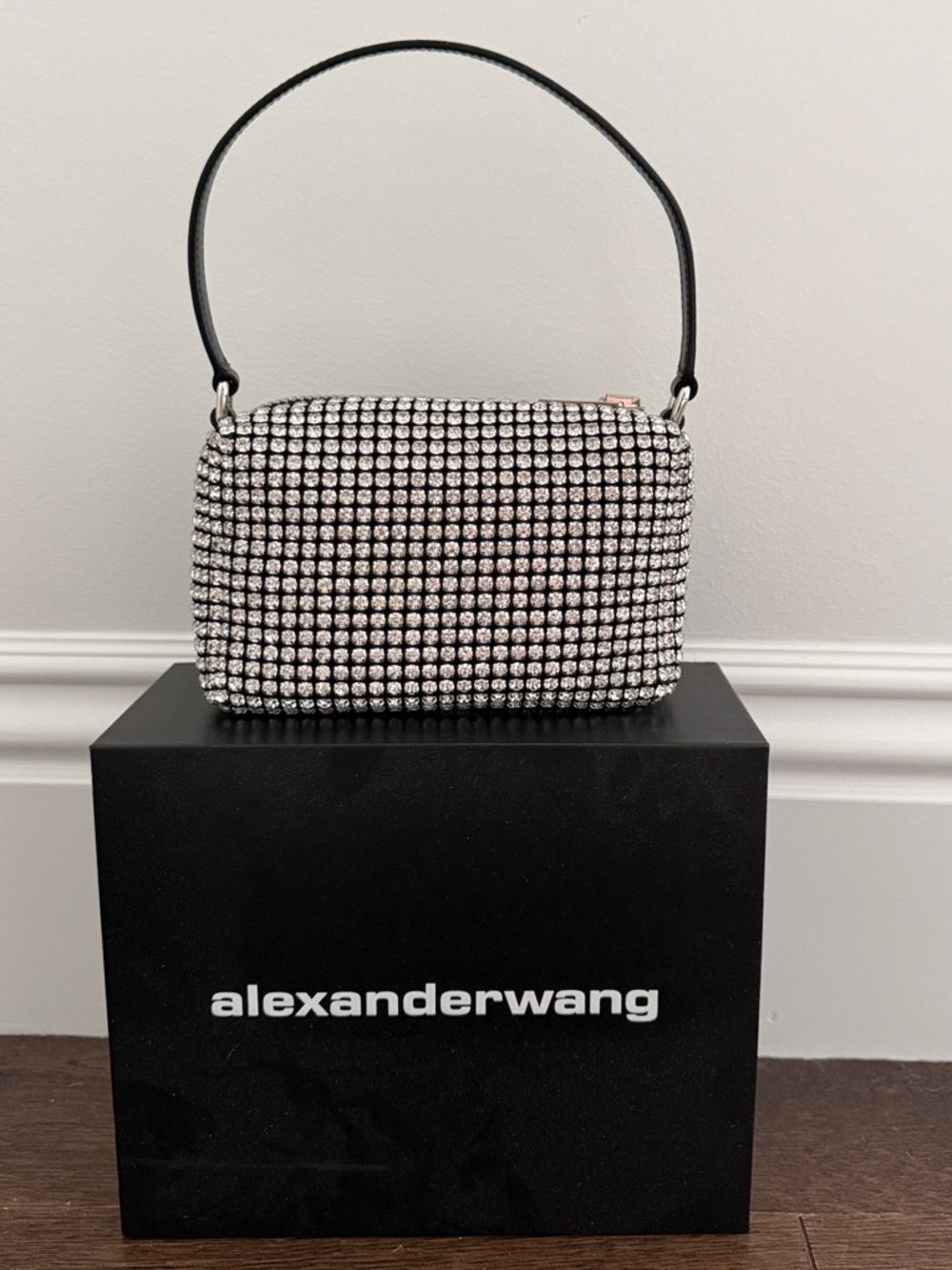 Alexander Wang Black and Silver Crystal Mesh Mini Shoulder Bag